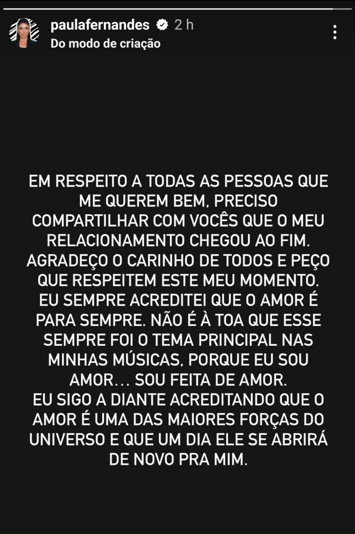 Instagram @paulafernandes / Reprodução Instagram @paulafernandes / Reprodução