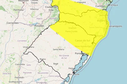 Alerta amarelo para temporais no RS