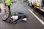 Motocicleta envolvida no acidente no KM91 da BR-290 na manhã desta segunda-feira (15).<!-- NICAID(15175398) -->