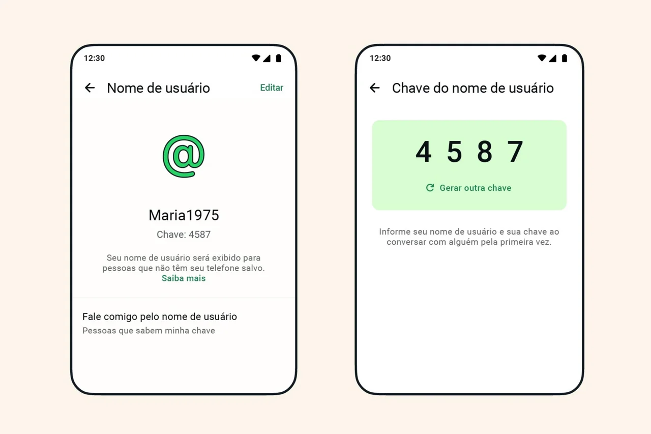 Aplicativo permite criação de chave de segurança.
