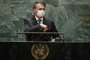 Brazil's President Jair Bolsonaro wears a protective face mask due to the coronavirus disease (COVID-19) pandemic as he arrives to addresses the 76th Session of the UN General Assembly on September 21, 2021 in New York. - The summit will feature the first speech to the world body by US President Joe Biden, who has described a rising and authoritarian China as the paramount challenge of the 21st century. (Photo by Eduardo MUNOZ ALVAREZ / POOL / AFP)Editoria: POLLocal: New YorkIndexador: EDUARDO MUNOZ ALVAREZSecao: politics (general)Fonte: POOLFotógrafo: STR<!-- NICAID(14894611) -->