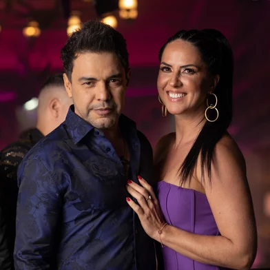 Zezé Di Camargo com a noiva,  Graciele Lacerda,  na gravação do EP Rústico<!-- NICAID(14809501) -->