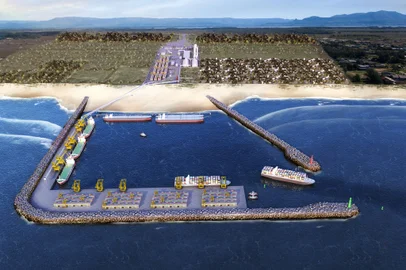 Projeto do Porto Meridional, em Arroio do Sal, no Litoral Norte, elaborado pela DTA Engenharia Portuária e Ambiental.<!-- NICAID(14859582) -->