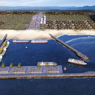 Projeto do Porto Meridional, em Arroio do Sal, no Litoral Norte, elaborado pela DTA Engenharia Portuária e Ambiental.<!-- NICAID(14859582) -->