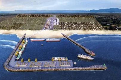 Projeto do Porto Meridional, em Arroio do Sal, no Litoral Norte, elaborado pela DTA Engenharia Portuária e Ambiental.<!-- NICAID(14859582) -->