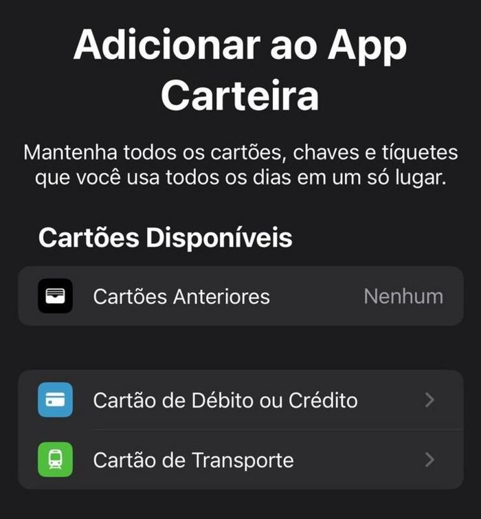 Apple Wallet / Reprodução Apple Wallet / Reprodução