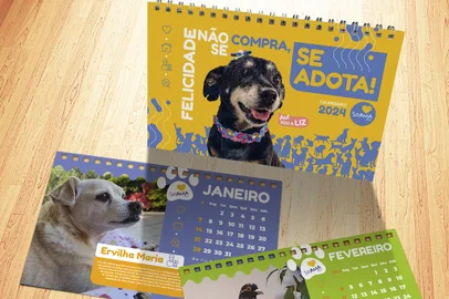E ficou pronto nosso amado calendário 2024. Um conjunto lindo de esforços de quem divide sua linda história de adoção, a Agência 42 que faz de forma voluntária o layout desde sempre e os empresários que doaram para custear a gráfica!Este é um calendário especial, o de número 20!!!!Ele conta a história de adoção de 11 cães e gatos, uma pombinha e uma porquinha chamada Doroti. A ideia é inspirar a adoção, o amor pelos vira-latas e mostrar o quanto os animais fazem nossa vida mais feliz!O calendário custa R$ 10 e será vendido para todo o Brasil através do soamasite@yahoo.com.br<!-- NICAID(15585811) -->