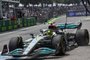 Mercedes' British driver Lewis Hamilton leaves the pit flane during the first practice session for the Formula One Brazil Grand Prix at the Autódromo José Carlos Pace racetrack, also known as Interlagos, in Sao Paulo, Brazil, on November 11, 2022. (Photo by NELSON ALMEIDA / AFP)Editoria: SPOLocal: Sao PauloIndexador: NELSON ALMEIDASecao: world championshipFonte: AFPFotógrafo: STF<!-- NICAID(15263145) -->
