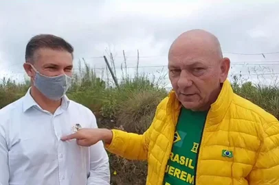 Luciano Hang e o prefeito de Bagé, Divaldo Lara, na eleição de 2020. Foto: Reprodução<!-- NICAID(15563278) -->