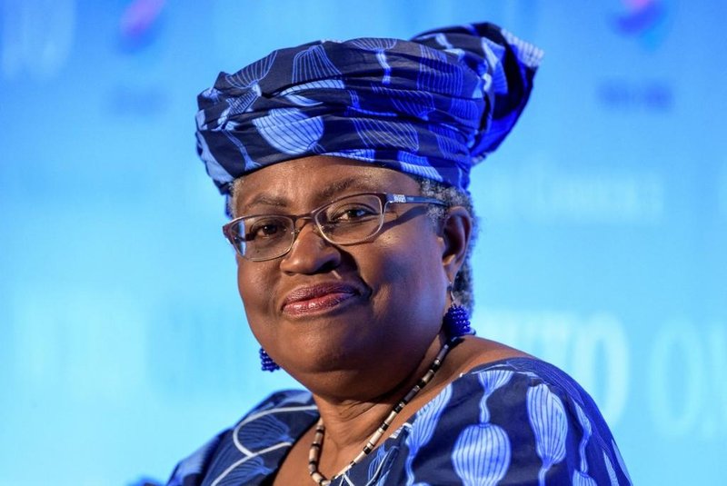 (FILES) This file photo taken on July 15, 2020 in Geneva shows Nigerian former Foreign and Finance Minister Ngozi Okonjo-Iweala smiling during a hearing before World Trade Organization 164 member states' representatives, as part of the application process to head the WTO as Director General. - Nigerian economist Ngozi Okonjo-Iweala was appointed on February 15, 2021 as the first female and first African head of the World Trade Organization, at a special general meeting. (Photo by Fabrice COFFRINI / AFP)<!-- NICAID(14714761) -->