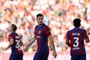 Barcelona's Polish forward #09 Robert Lewandowski reacts after Rayo Vallecano's French defender #24 Florian Lejeune scored an own goal during the Spanish league football match between Rayo Vallecano de Madrid and FC Barcelona on November 25, 2023. (Photo by OSCAR DEL POZO / AFP)Editoria: SPOLocal: MadridIndexador: OSCAR DEL POZOSecao: soccerFonte: AFPFotógrafo: STR<!-- NICAID(15609672) -->