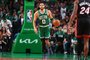 BOSTON, MA - MAY 25: Jayson Tatum #0 of the Boston Celtics dribbles the ball during Game Five of the Eastern Conference Finals against the Miami Heat on May 25, 2023 at the TD Garden in Boston, Massachusetts. NOTE TO USER: User expressly acknowledges and agrees that, by downloading and or using this photograph, User is consenting to the terms and conditions of the Getty Images License Agreement. Mandatory Copyright Notice: Copyright 2023 NBAE   Nathaniel S. Butler/NBAE via Getty Images/AFP (Photo by Nathaniel S. Butler / NBAE / Getty Images / Getty Images via AFP)<!-- NICAID(15439163) -->