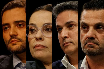 Candidatos a governador no RS: Gabriel Souza (MDB), Juliana Brizola (PDT), Luciano Zucco (PL), Marcelo Maranata (PSDB)<!-- NICAID(16347560) -->