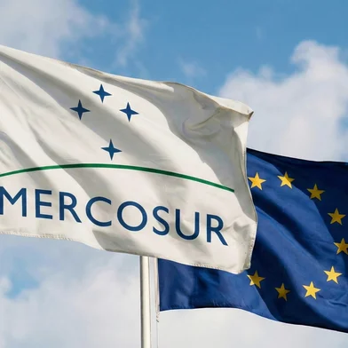 Mercosur and European Union FlagsFonte: 1846068163<!-- NICAID(16242984) -->