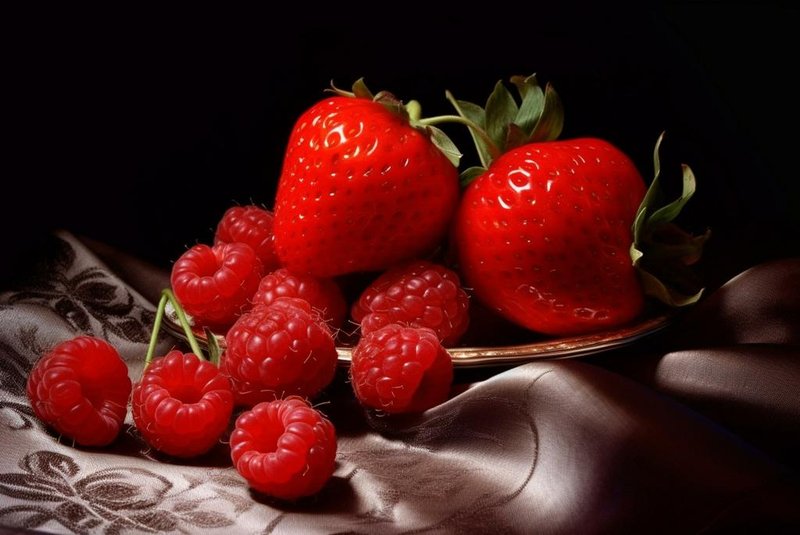 Red fruits: amora, framboesa, morango inteiro e morango cortado - frutas vermelhas em fundo transparente. Generative AIFonte: 653872747<!-- NICAID(15599154) -->