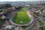 CAXIAS DO SUL, RS, BRASIL, 23/08/2023. Estádio Francisco Stédile, o estádio Centenário, casa da SER Caxias. No sábado acontece o primeiro jogo das quartas de final da série D do Campeonato Brasileiro 2023. Vistas aéreas do estádio. (Porthus Junior/Agência RBS)<!-- NICAID(15518625) -->