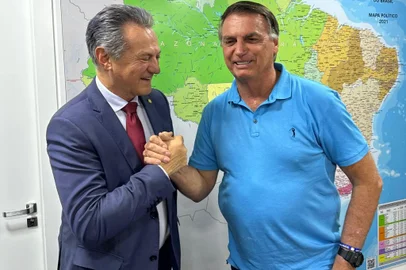 Presidente do PL-RS e deputado federal, Giovani Cherini, em encontro com ex-presidente Jair Bolsonaro<!-- NICAID(15804914) -->