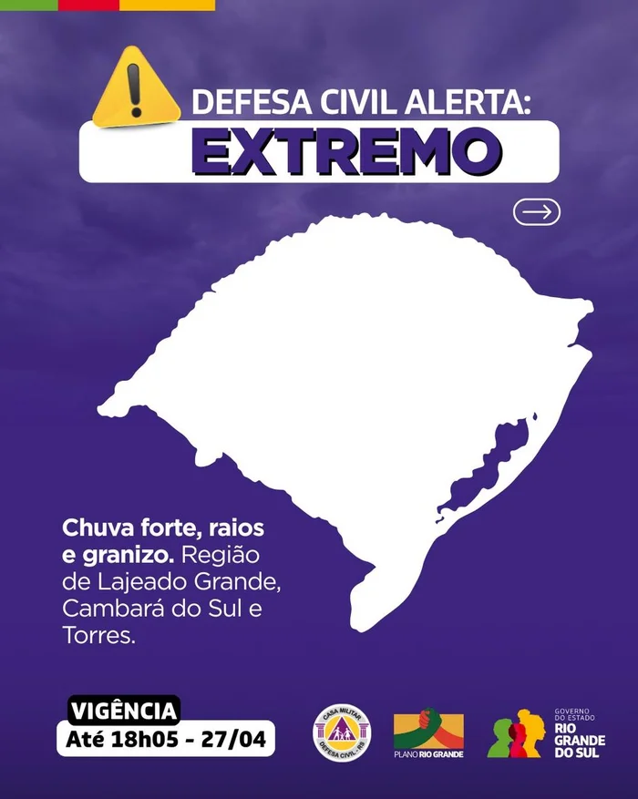 Divulgação / Defesa Civil RS