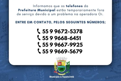 PORTO ALEGRE, RS, BRASIL, 17-03-2025, 10h00: Publicação da prefeitura de Tupanciretã com telefones alternativos durante problemas com a operadora Oi. (Foto: @pmtupancireta, Instagram/Reprodução)<!-- NICAID(15997561) -->