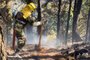 This handout picture released by the Colombian Armed Forces shows a soldier putting out forest fires in Bogota on January 23, 2024. At least four active forest fires hit several regions of Colombia and the capital Bogota this Tuesday, amid a wave of conflagrations due to high temperatures derived from the El Niño phenomenon, authorities reported. (Photo by Handout / Colombian Armed Forces / AFP) / RESTRICTED TO EDITORIAL USE - MANDATORY CREDIT "AFP PHOTO / COLOMBIAN ARMED FORCES" - NO MARKETING NO ADVERTISING CAMPAIGNS - DISTRIBUTED AS A SERVICE TO CLIENTSEditoria: DISLocal: BogotáIndexador: HANDOUTSecao: fireFonte: Colombian Armed ForcesFotógrafo: Handout<!-- NICAID(15658976) -->