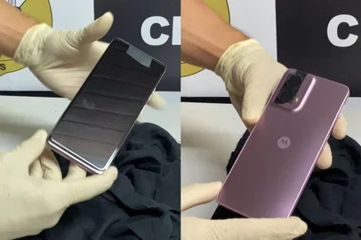 CACHOEIRINHA, RS, BRASIL - 26/02/2026 - Celular de Silvana Germann de Aguiar, desaparecida desde janeiro em Cachoeirinha, foi encontrado com a câmera tapada com fita adesiva (Foto: Divulgação/Polícia Civil)<!-- NICAID(16233381) -->