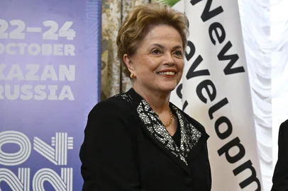 Russia's President Vladimir Putin meets with Dilma Rousseff, Chair of the New Development Bank and former president of Brazil, on the sidelines of the BRICS summit in Kazan on October 22, 2024. (Photo by Alexander NEMENOV / POOL / AFP)Editoria: POLLocal: KazanIndexador: ALEXANDER NEMENOVSecao: diplomacyFonte: POOLFotógrafo: STF<!-- NICAID(15896112) -->