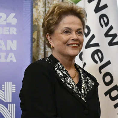 Russia's President Vladimir Putin meets with Dilma Rousseff, Chair of the New Development Bank and former president of Brazil, on the sidelines of the BRICS summit in Kazan on October 22, 2024. (Photo by Alexander NEMENOV / POOL / AFP)Editoria: POLLocal: KazanIndexador: ALEXANDER NEMENOVSecao: diplomacyFonte: POOLFotógrafo: STF<!-- NICAID(15896112) -->