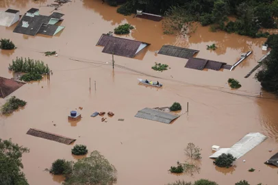 Triunfo, RS, Brasil, 03-05-2024: Imagem aerea de alagamento em Triunfo. Foto: Mateus Bruxel / Agencia RBSIndexador: Mateus Bruxel<!-- NICAID(15753600) -->