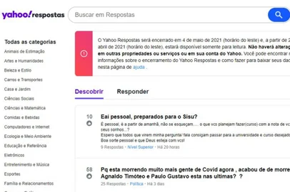 Disponível na internet desde 2005, Yahoo Respostas será encerrado em 4 de maio<!-- NICAID(14751708) -->