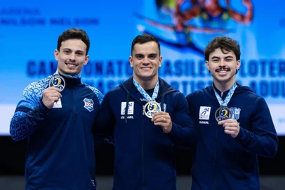 Juliano Oliva, Caio Souza, Gustavo Pereira, ginástica artística