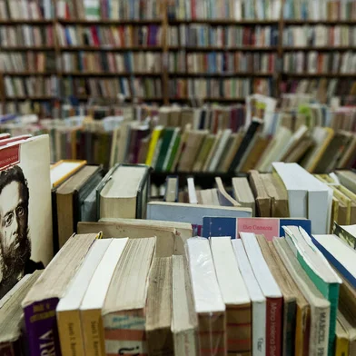 PORTO ALEGRE, RS, BRASIL, 01/06/2012: Detalhe de livro com a imagem de Machado de Assis exposto em estante no sebo Beco dos Livros, na rua dos Andradas, na região central de Porto Alegre. O acervo do local reúne milhares de obras, de gibis antigos a coleções de enclopédias, obras completas de grandes autores e títulos clássicos da literatura nacional e universal. (Foto: Mateus Bruxel / Diário Gaúcho)<!-- NICAID(8286716) -->