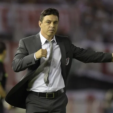 marcelo gallardo, tecnico, river plate, argentina, campeao copa sul-americana 2014, estadiio monumental de nunez<!-- NICAID(11052461) -->