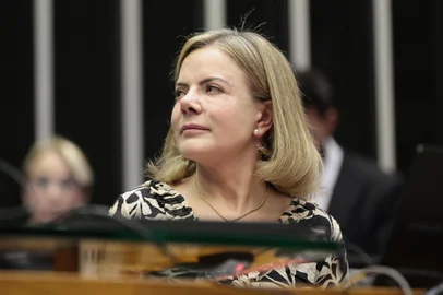 19/03/25 - Ministra da Secretaria de Relações Institucionais da Presidência da República, Gleisi Hoffmann durante sessão especial para celebrar os 40 anos de redemocratização o Ex-presidente José Sarney condecorado com a Medalha do Mérito Legislativo - Br<!-- NICAID(15999763) -->