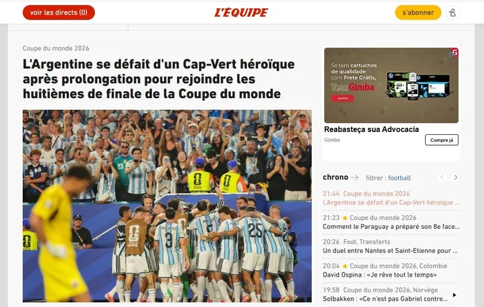 L'Equipe / Reprodução de tela L'Equipe / Reprodução de tela