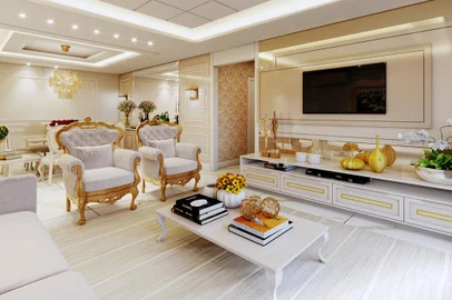 Apartamento localizado em São Marcos revisita o estilo, unindo a praticidade à luz dos detalhes em dourado e espelhos<!-- NICAID(14950899) -->