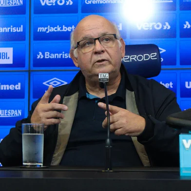 *A PEDIDO DE ADRIANO MATIAZZO* Coletiva do presidente do Grêmio Romildo Bolzan (12/05/2022) - Foto: Rodrigo Fatturi/Grêmio/Divulgação<!-- NICAID(15094435) -->