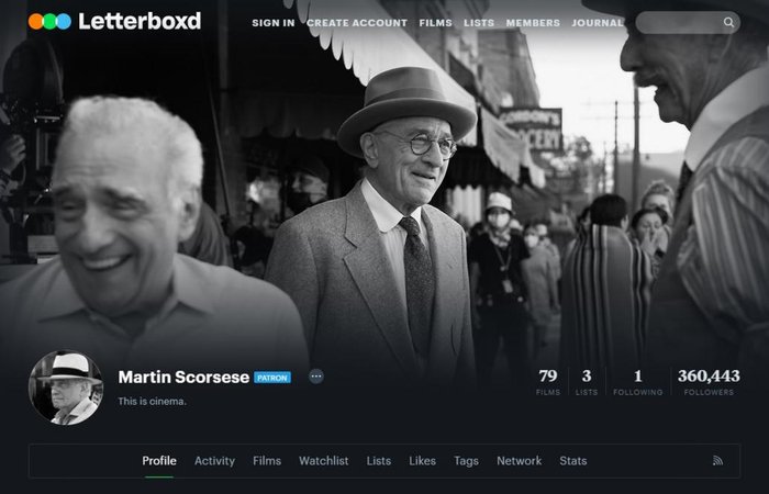 Letterboxd/Martin Scorsese / Reprodução Letterboxd/Martin Scorsese / Reprodução