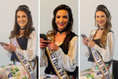 Gabriela Isoton, Isadora e Laysa: candidatas da Festa da Uva respondem a perguntas com emojis. Na foto, Gabriela, Isadora e Laysa<!-- NICAID(15514815) -->