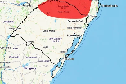 Inmet / Reprodução RS tem três alertas meteorológicos para tempestade nesta sexta-feira; extremo norte está sob aviso vermelho<!-- NICAID(16362832) -->