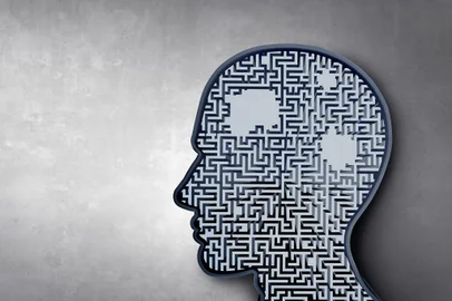 Concept of memory loss and dementia disease and losing brain function memories as an alzheimers health symbol of neurology and lost memories mental problems as a 3D illustration render.Fonte: 385346676<!-- NICAID(15211356) -->