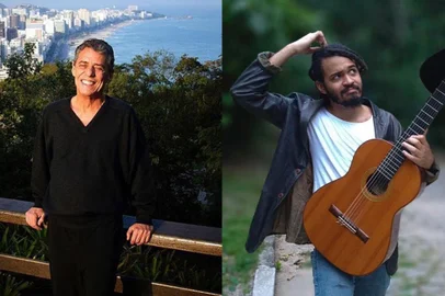 Montagem de imagens com Chico Buarque e o neto Chico Brown (Instagram/Reprodução).<!-- NICAID(14909442) -->