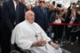 Pope Francis leaves after being discharged from the Gemelli hospital in Rome on June 16, 2023, where he underwent abdominal surgery last week. (Photo by Alberto PIZZOLI / AFP)Editoria: RELLocal: RomeIndexador: ALBERTO PIZZOLISecao: popeFonte: AFPFotógrafo: STF<!-- NICAID(15457947) -->