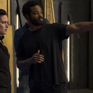 Rachel Morrison e Ryan Coogler no set de Pantera Negra (2018).<!-- NICAID(15037298) -->