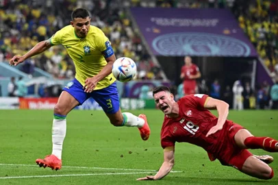 Thiago Silva é o atual zagueiro e capitão da Seleção Brasileira na Copa do Mundo no Catar.<!-- NICAID(15276269) -->