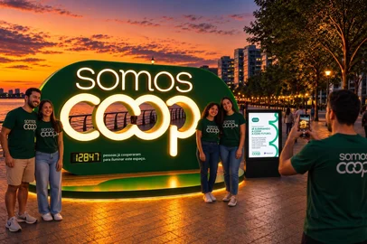 Quem passear pela Orla do Guaíba a partir deste sábado (10) vai se deparar com uma instalação interativa de 4,6 metros de largura por 2,34 metros de altura: um carimbo gigante do SomosCoop, movimento nacional que identifica produtos e serviços de cooperativas. <!-- NICAID(16383295) -->