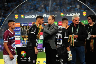 PORTO ALEGRE, RS, BRASIL, 08/04/2023. Grêmio x Caxias, segundo jogo da final do Campeonato Gaúcho (Gauchão 2023) e realizado na Arena do Grêmio. (Porthus Junior/Agência RBS)<!-- NICAID(15398179) -->
