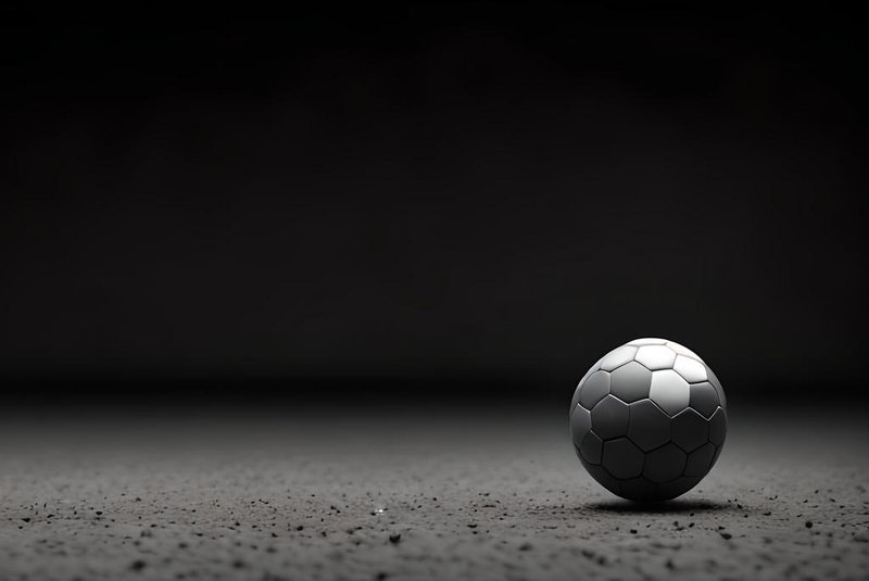 soccer ball on ground with dark background, copy space for text, illustration, Generative, AIFonte: 573819669<!-- NICAID(15733615) -->