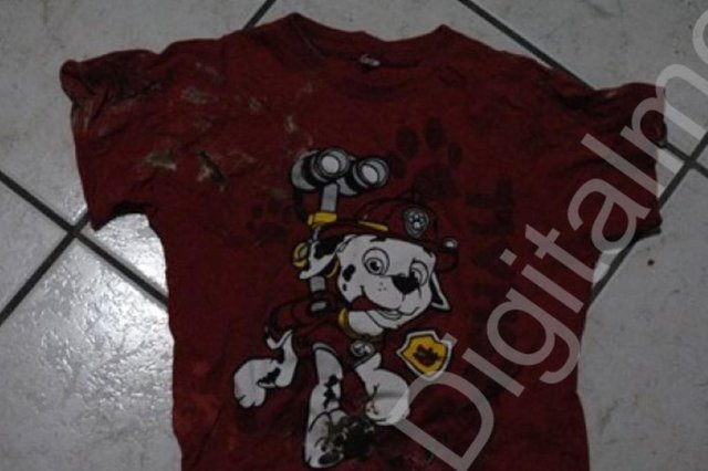 ***EM BAIXA***11/08/2021- Camiseta do menino Miguel dos Santos Rodrigues na qual perícia detectou presença de sangue humano. Foto: Polícia Civil / Divulgação<!-- NICAID(14859815) -->