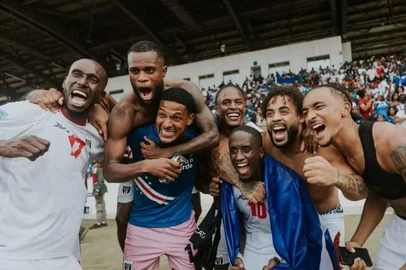Jogadores de Cabo Verde celebram classificação para a Copa do Mundo de 2026<!-- NICAID(16145282) -->