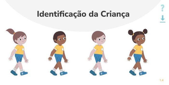 Ao abrir o aplicativo, o usuário é apresentado a quatro opções de personagens: dois meninos e duas meninas